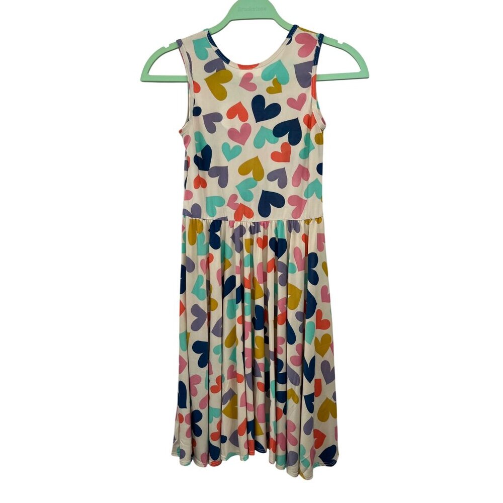 DotDot Smile Tank Dress Girls 11 NEW Multi Heart Print Sleeveless Pullover - Picture 2 of 10